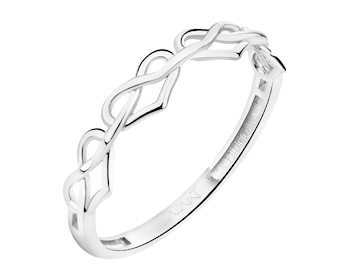 14 K Rhodium-Plated White Gold Band Ring 