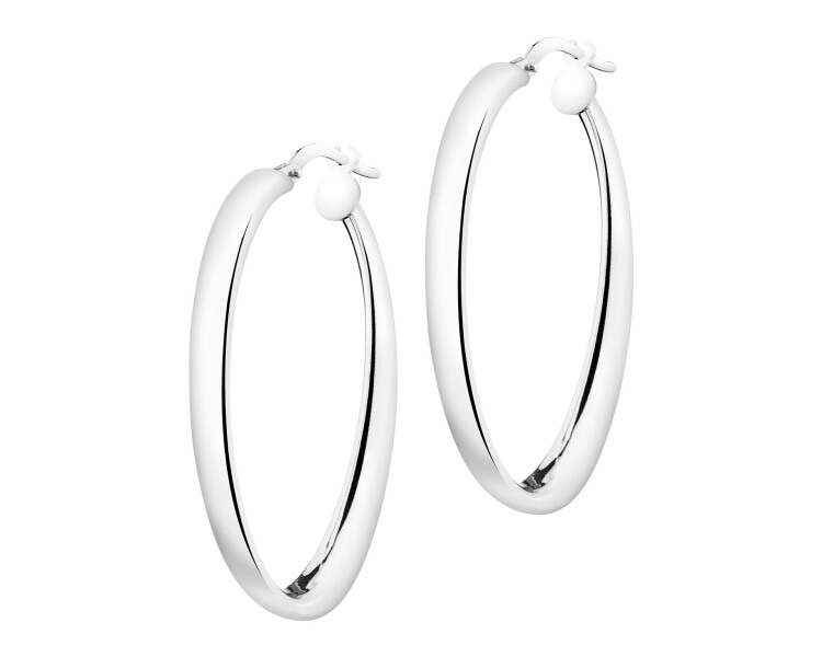 Rhodium Plated Silver Hoop Earring 