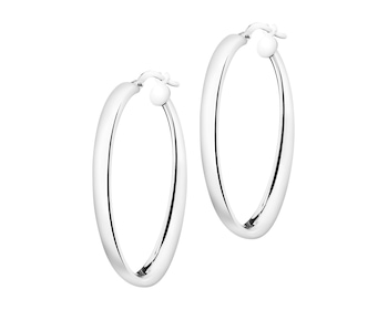 Rhodium Plated Silver Hoop Earring