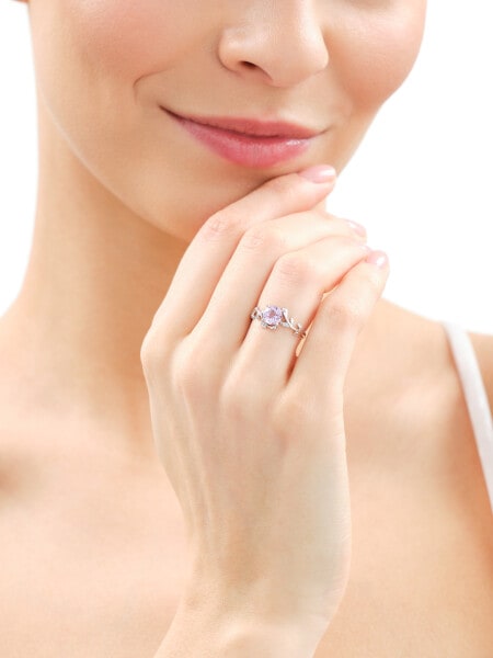 9 K Rhodium Plated Rose Gold Ring - fineness 9 K