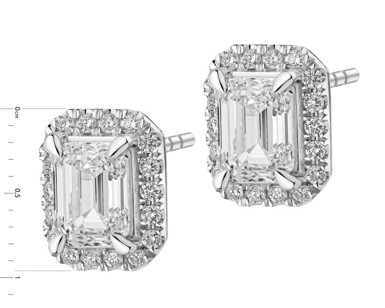 18 K Rhodium-Plated White Gold Earrings - 2,26 ct - fineness 18 K