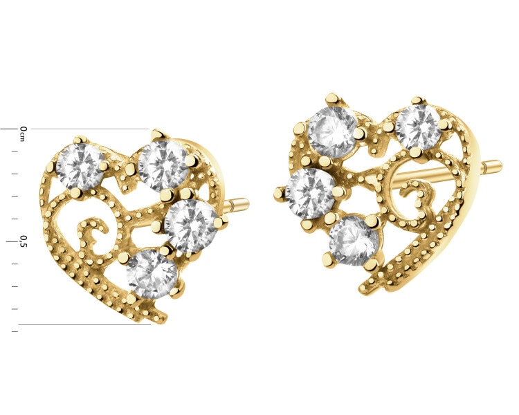 14 K Yellow Gold Earrings with Cubic Zirconia