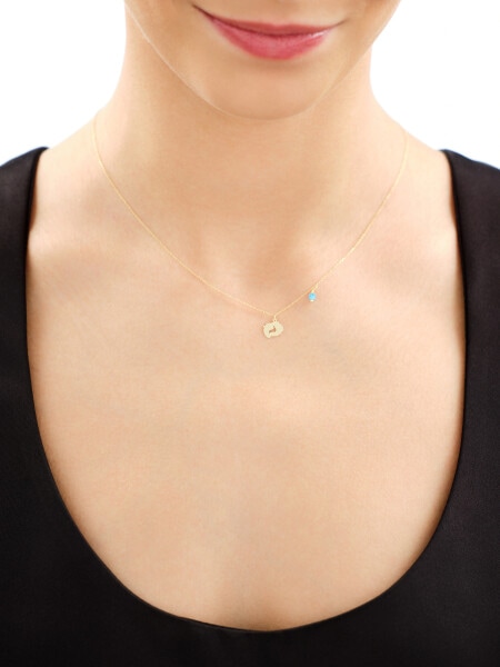 14 K Yellow Gold Necklace with Cubic Zirconia
