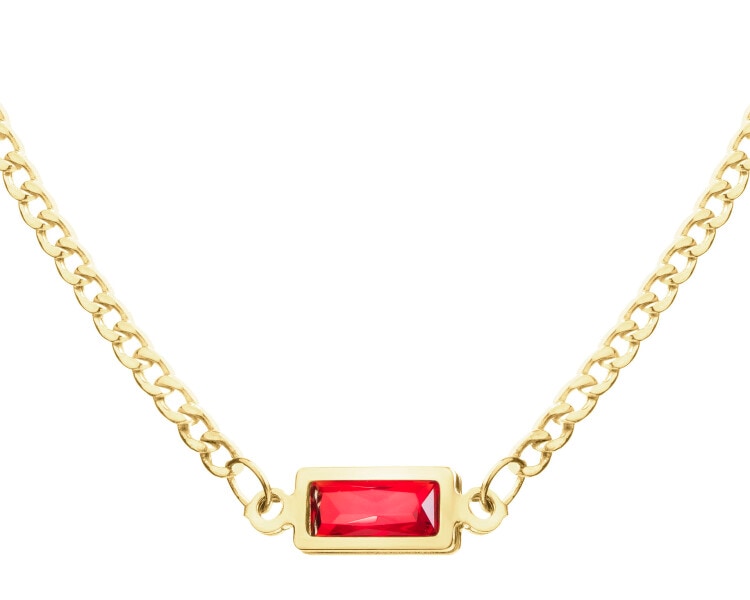 9 K Yellow Gold Necklace with Cubic Zirconia