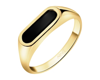 8 K Yellow Gold Signet Ring with Onyx