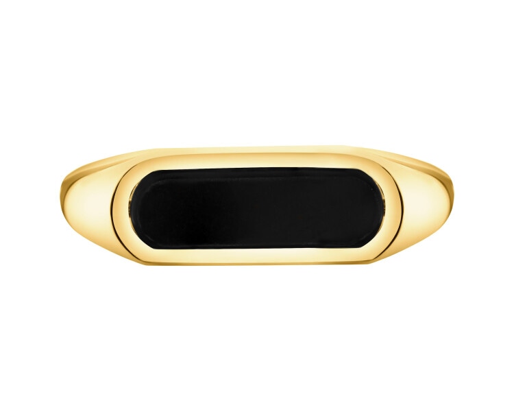 8 K Yellow Gold Signet Ring with Onyx