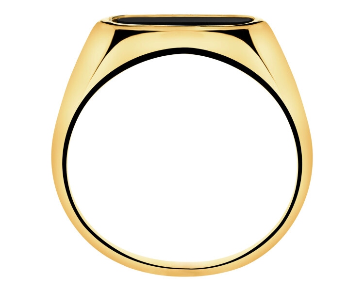 8 K Yellow Gold Signet Ring with Onyx