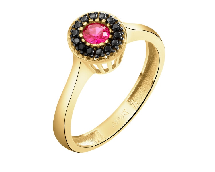 585 Yellow Gold/Black Rhodium Ring with Cubic Zirconia