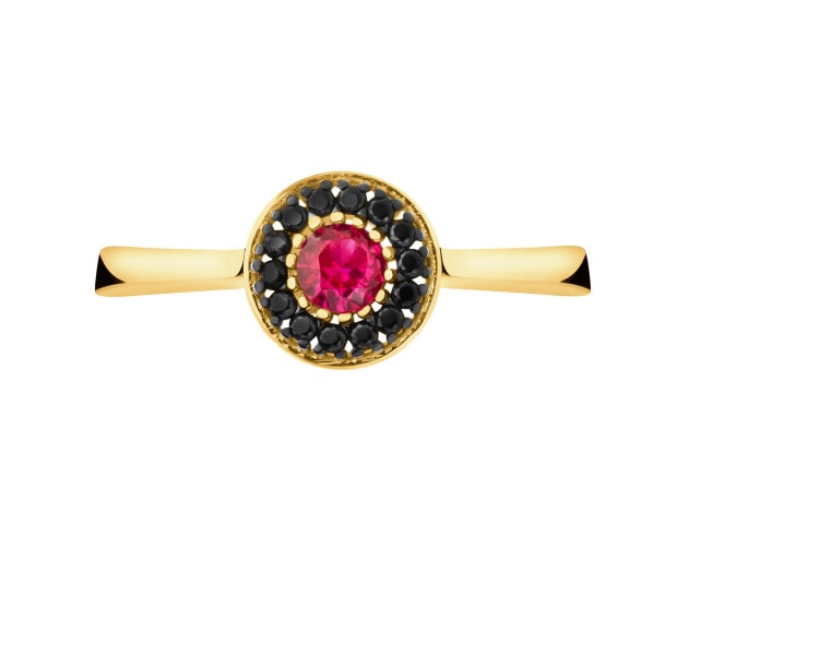 585 Yellow Gold/Black Rhodium Ring with Cubic Zirconia