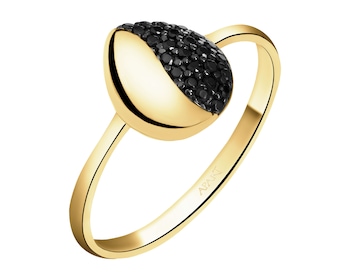 585 Yellow Gold/Black Rhodium Ring with Cubic Zirconia