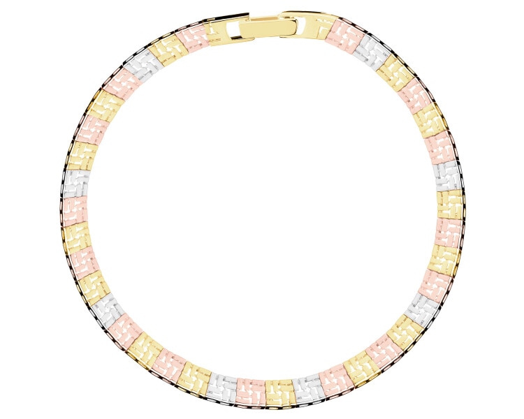 8 K Yellow, Rose & Rhodium Plated White Gold Bracelet 