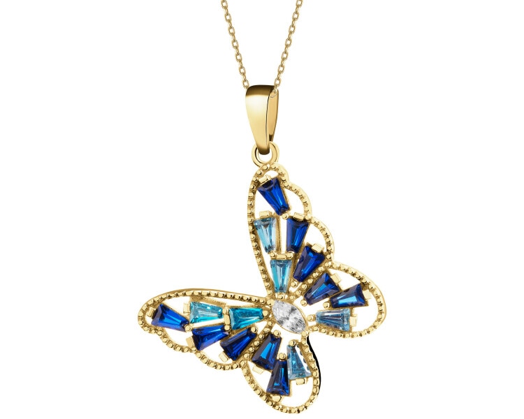 8 K Yellow Gold Pendant with Cubic Zirconia