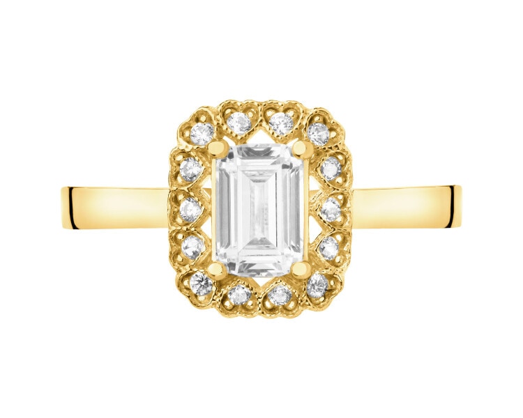 9 K Yellow Gold Ring with Cubic Zirconia