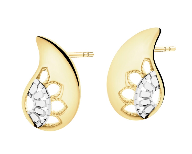 9 K Rhodium-Plated Yellow Gold Earrings 