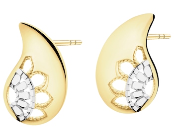 9 K Rhodium-Plated Yellow Gold Earrings 