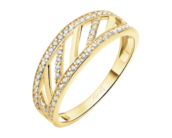 14 K Yellow Gold Band Ring with Cubic Zirconia