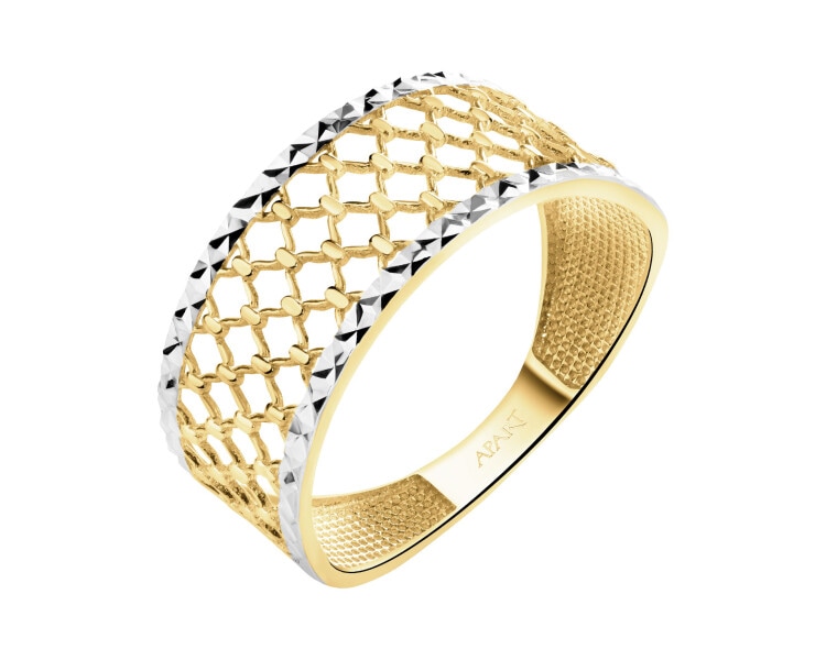 8 K Rhodium-Plated Yellow Gold Band Ring 