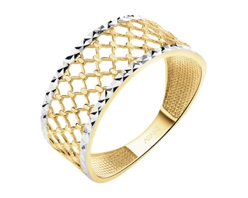 8 K Rhodium-Plated Yellow Gold Band Ring 