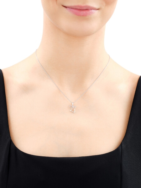 9 K Rhodium-Plated Yellow Gold Pendant with Diamond - 0,003 ct - fineness 9 K