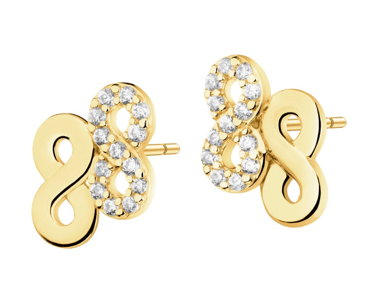 8 K Yellow Gold Earrings with Cubic Zirconia