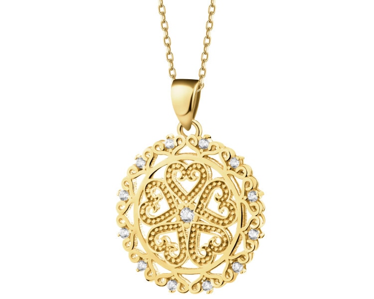 14 K Yellow Gold Pendant with Cubic Zirconia