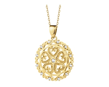 14 K Yellow Gold Pendant with Cubic Zirconia