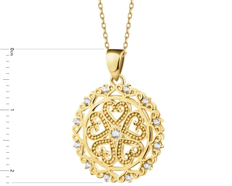 14 K Yellow Gold Pendant with Cubic Zirconia