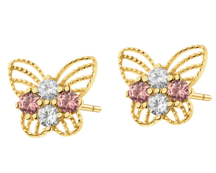 9 K Yellow Gold Earrings with Cubic Zirconia