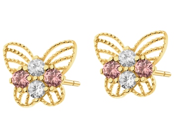 9 K Yellow Gold Earrings with Cubic Zirconia