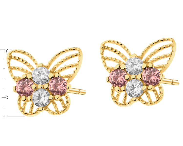 9 K Yellow Gold Earrings with Cubic Zirconia