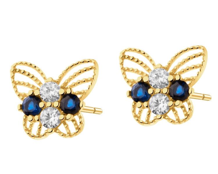 9 K Yellow Gold Earrings with Cubic Zirconia