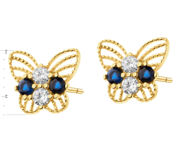 9 K Yellow Gold Earrings with Cubic Zirconia