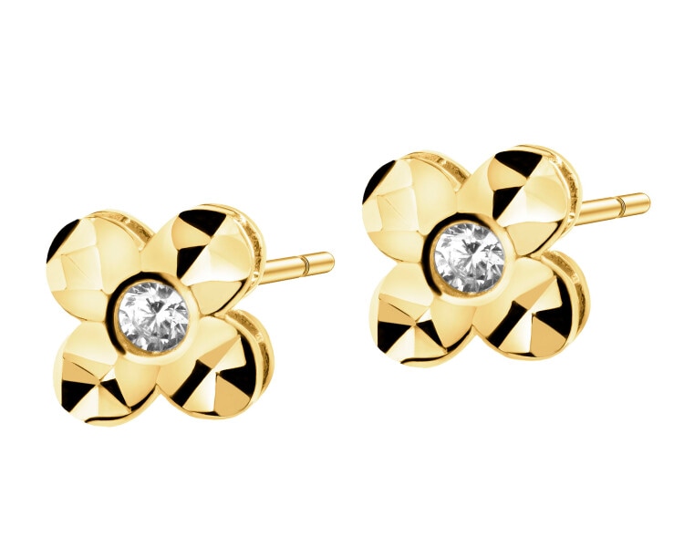 9 K Yellow Gold Earrings with Cubic Zirconia