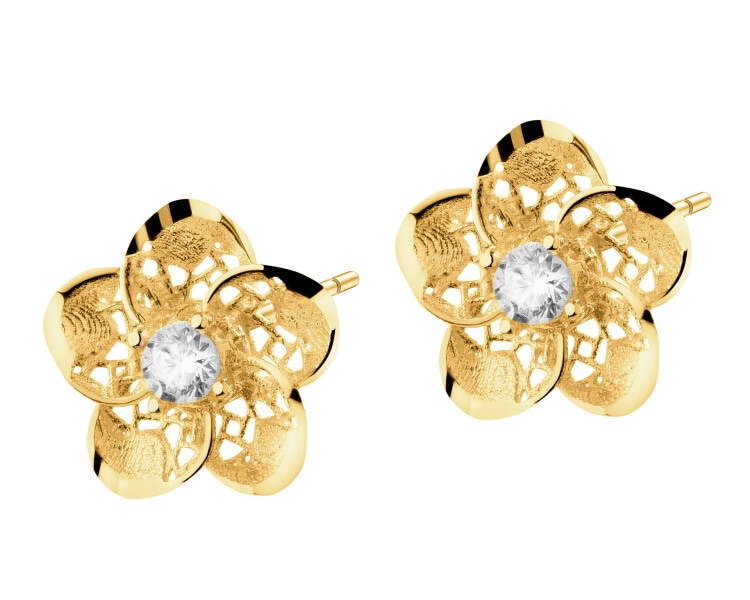 9 K Yellow Gold Earrings with Cubic Zirconia