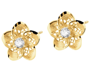 9 K Yellow Gold Earrings with Cubic Zirconia