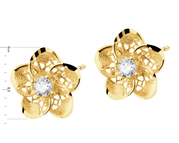 9 K Yellow Gold Earrings with Cubic Zirconia