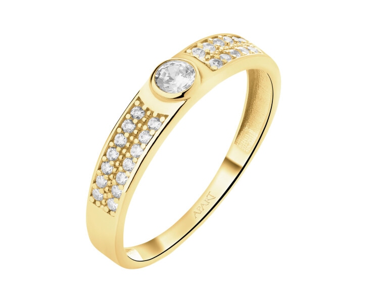 8 K Yellow Gold Band Ring with Cubic Zirconia