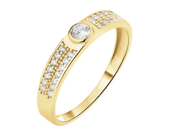 8 K Yellow Gold Band Ring with Cubic Zirconia