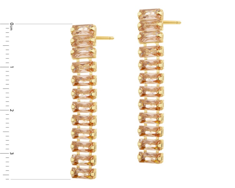 Kolczyki z mosiądzu pozłacane ze szklanymi detalami