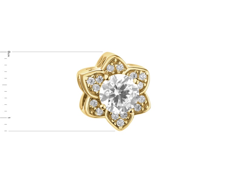 Zawieszka srebrna beads z cyrkoniami - kwiat