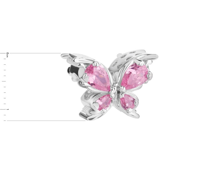 Zawieszka srebrna beads z cyrkoniami - motyl