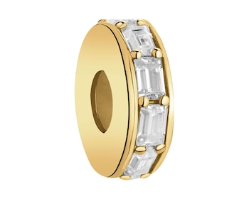 Gold-Plated Silver Stopper Bead with Cubic Zirconia