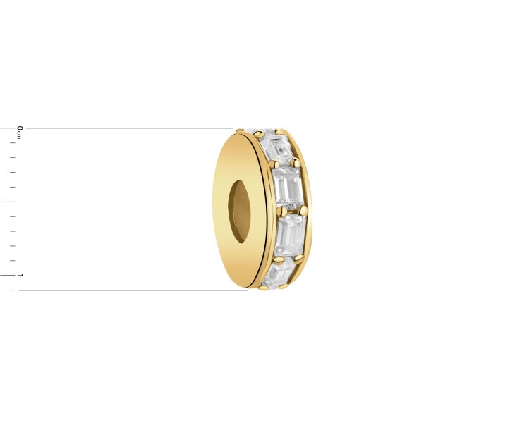 Gold-Plated Silver Stopper Bead with Cubic Zirconia