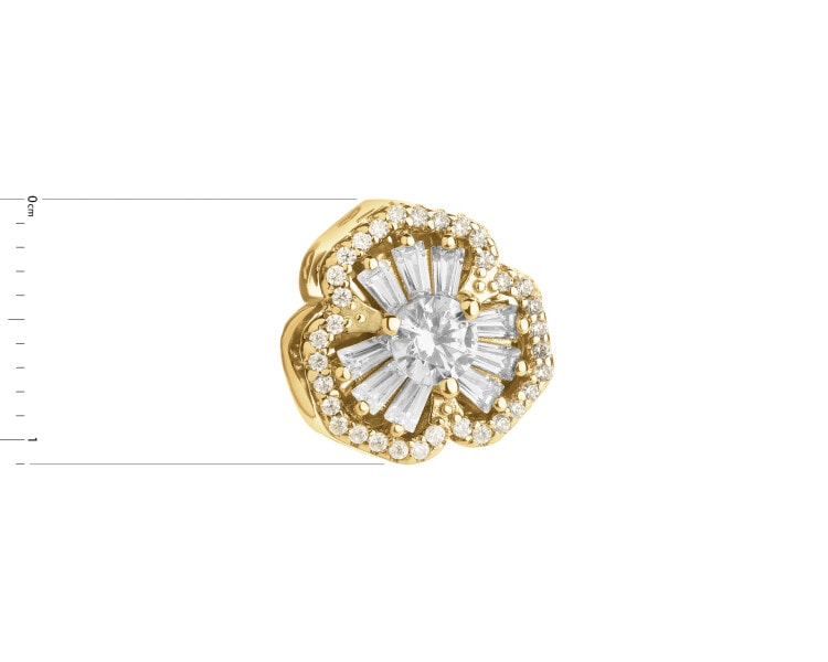 Zawieszka srebrna beads z cyrkoniami - kwiat