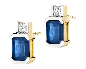 14 K Rhodium-Plated Yellow Gold Earrings  - fineness 14 K