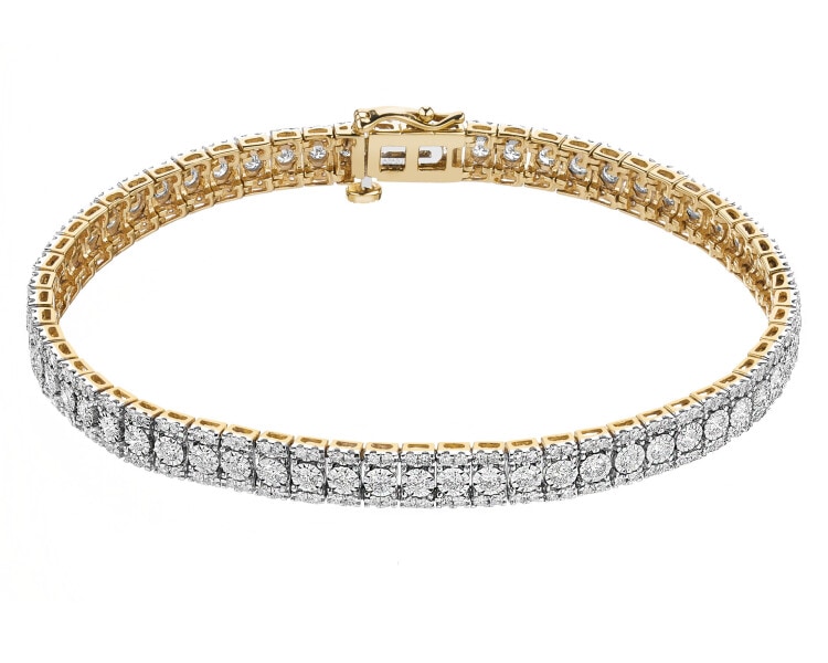 585 Yellow And White Gold Plated Bracelet with Diamonds - 3,00 ct - fineness 585