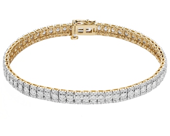 585 Yellow And White Gold Plated Bracelet with Diamonds - 3,00 ct - fineness 585