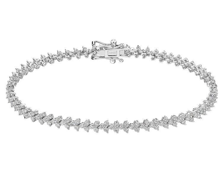 14 K Rhodium-Plated White Gold Bracelet with Diamonds - 2,00 ct - fineness 14 K