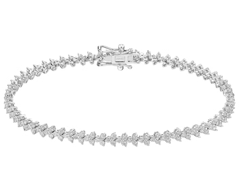 14 K Rhodium-Plated White Gold Bracelet with Diamonds - 2,00 ct - fineness 14 K