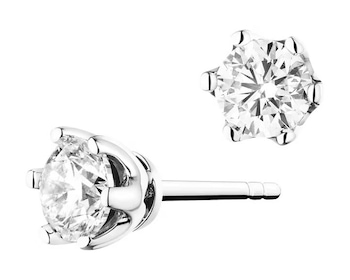 750 Rhodium-Plated White Gold Earrings with Diamonds - 0,50 ct - fineness 14 K